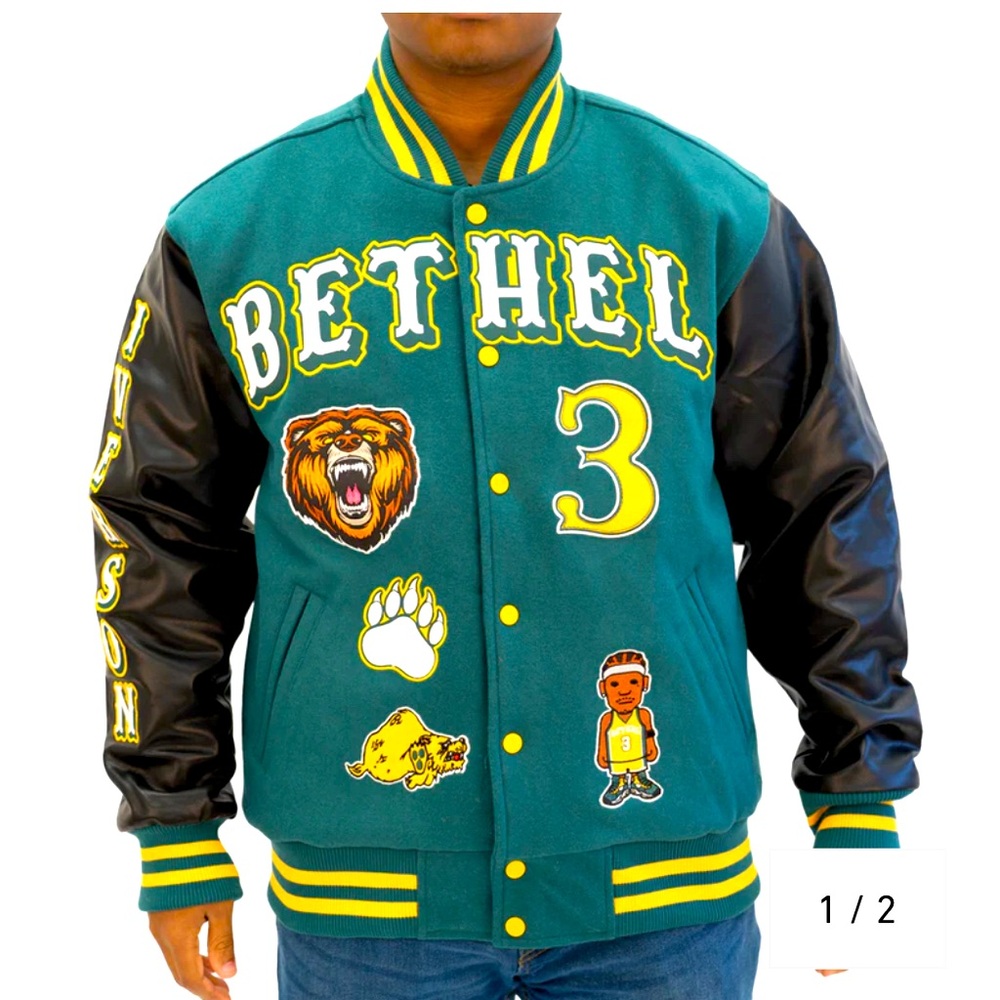 IVERSON BETHEL VARSITY JACKET (GREEN/WHITE)